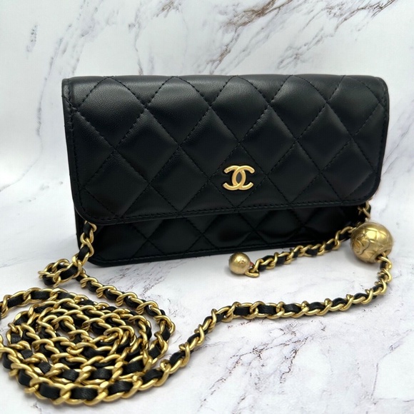 CHANEL Handbags - ❌❌ SOLD Chanel 23C Black Pearl Crush Gold Chain Adjustable Crossbody Handbag Bag